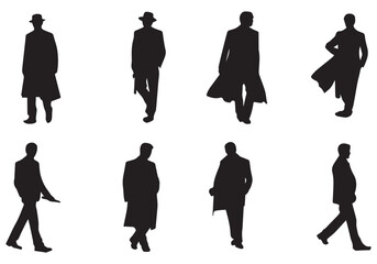 man black silhouette, set, isolated, vector