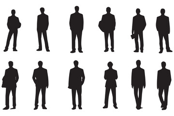 Set of Smart Businessman silhouette vector illustration