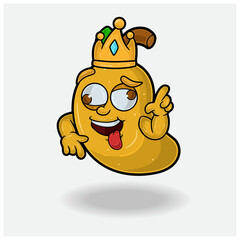 Crazy expression with Mango Fruit Crown Mascot Character Cartoon.