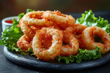 Delicious onion rings are onion rings dipped in batter and then fried to a golden brown. They have a crispy outer crust and a soft, juicy inner layer. They are often served with a spicy sauce or mayon