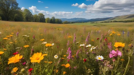 Fototapeta premium A carpet of wildflowers adorning a meadow