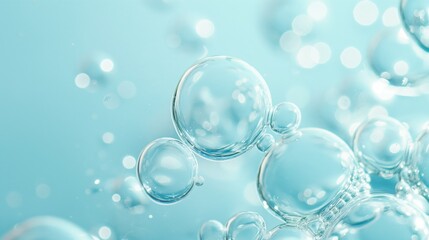 Floating Soap Bubbles on Teal Background