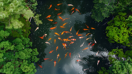 japanese koi pond in garden