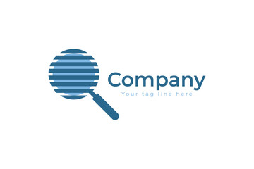 Minimalist magnifying glass global logo vector design template. Vector magnifying glass global logo concept. 