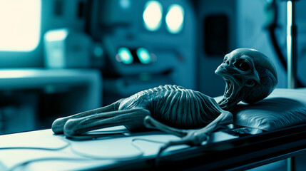 Alien skeleton in military lab