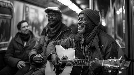 Fototapeta na wymiar Spontaneous Subway Musical Collaboration