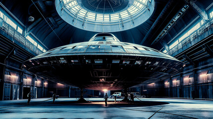 Alien ship in secret hangar