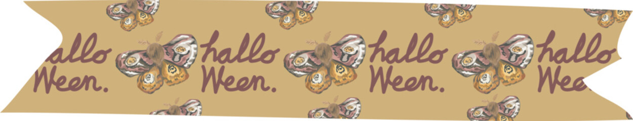 Halloween washi tape on transparent background.