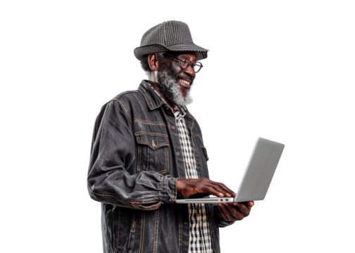 Smiling Senior Man with Laptop