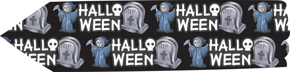 Halloween washi tape on transparent background.
