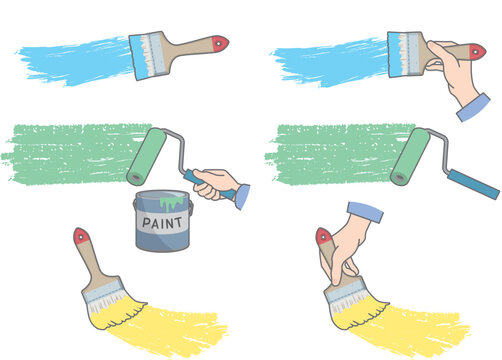 ペンキを塗っっている刷毛のイラスト
