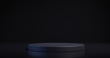 Abstract minimal 3D render stage 
with empty podium for product mockup display, Dark tone with...