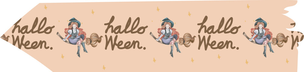 Halloween washi tape on transparent background.