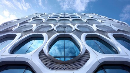 Two towering buildings in China have glass curtain wall designs and honeycomb features on their outdoors walls.