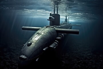 Underwater Maneuvers: Submarine performing underwater maneuvers.