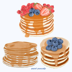 Cute Watercolor Pancake Clip Art - Download Breakfast Illustration