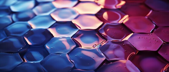 Obraz premium Elegant hexagonal skin texture with intense moisture therapy, flat, relaxing spa background,