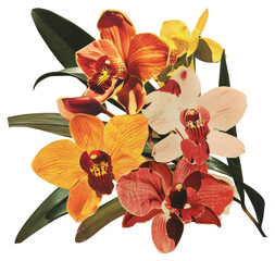 PNG Orchid shape collage cutouts blossom flower anther - obrazy, fototapety, plakaty