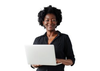 Businesswoman With Laptop on Transparent