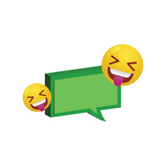 3d green speech bubble with emoticons illustration vector