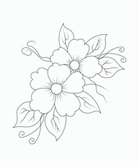 flower coloring page for kids and adults , Art & Illustration