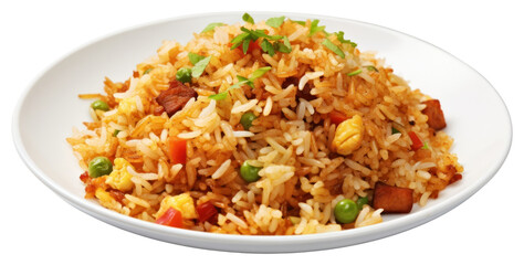 PNG Fried rice plate food white background
