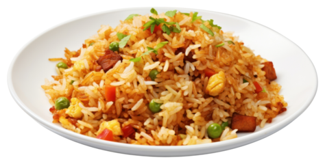 PNG Fried rice plate food white background
