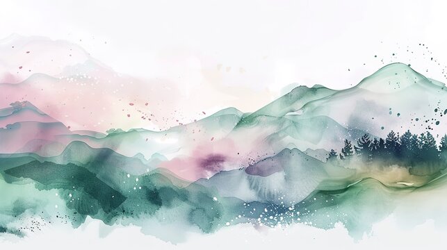 Abstract splashes of watercolor in pastel tones, capturing the soft and refreshing palette of spring landscapes.