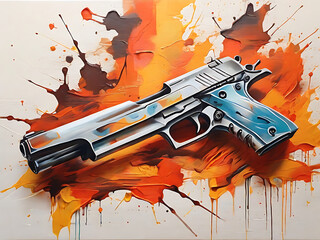 gun on oil painting style
