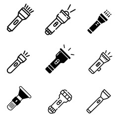 flash light icons set. vector. editable