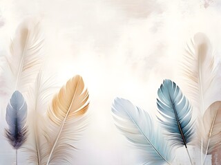 Beautiful bird feather boho illustration