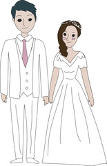 Wedding couple illustration, Transparent background.