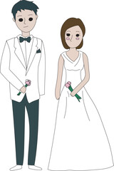 Wedding couple illustration, Transparent background.