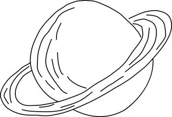 Hand drawn planet illustration on transparent background.
