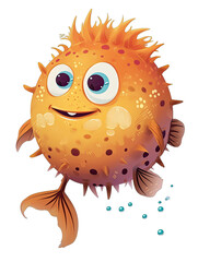 Fototapeta premium Cute Cartoon Pufferfish Illustration