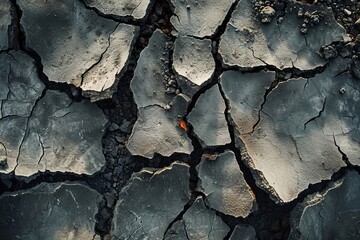 Obraz premium 地震被害で地割れしたアスファルト