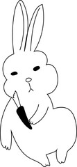 Hand drawn rabbit illustration on transparent background.

