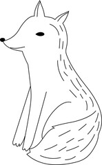 Hand drawn fox illustration on transparent background.
