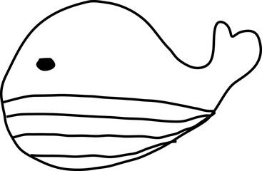 Hand drawn whale illustration on transparent background.
