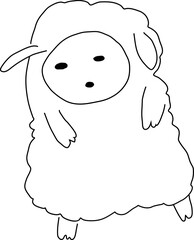 Hand drawn sheep illustration on transparent background.
