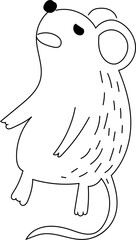 Hand drawn rat illustration on transparent background.
