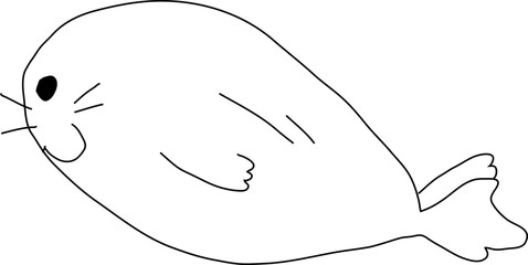 Obraz premium Hand drawn seal illustration on transparent background. 