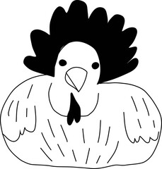 Hand drawn chicken illustration on transparent background.
