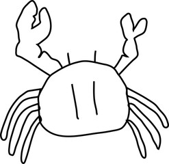 Hand drawn crab illustration on transparent background.
