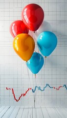 Celebratory Balloons Marking a Successful Market IPO with Ticker Symbol
