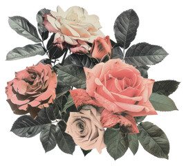 PNG Roses bouquet collage cutouts blossom flower plant