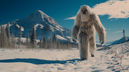 Yeti on mountain path