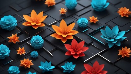 flowers on a black desktop wallpaper 