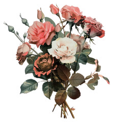 PNG Roses bouquet collage cutouts carnation painting graphics