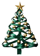 PNG  Christmas tree ornament ribbon green